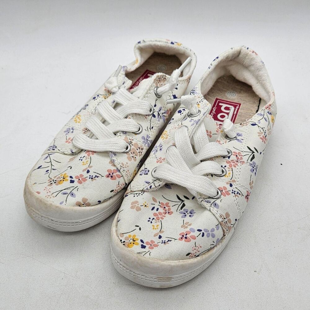 Pop Shoes Womens Size 6.5 White Floral Canvas Lace Up Comfort Casual Highbar